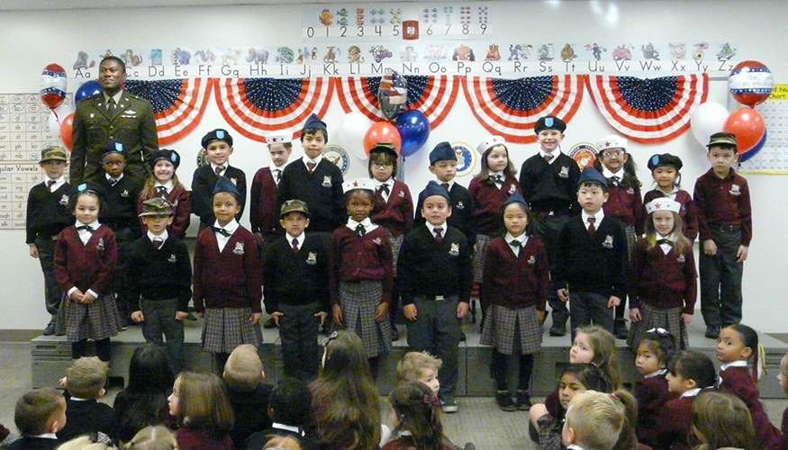 Class of Challenger students at the Veterans Day assembly