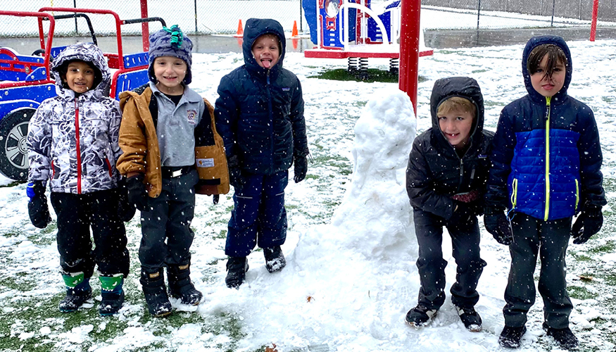 Young Challenger students enjoying winter weather