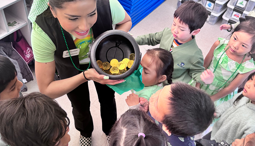 Young Challenger students participating in a St. Patrick’s Day activity